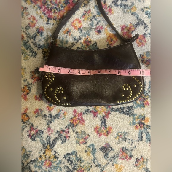 VTG Express Small Leather Hobo Shoulder Purse Embellishment Dark Brown Western - Picture 3 of 6